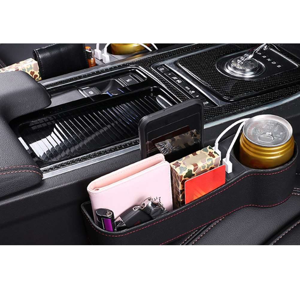 Seat Gap Filler Organizer With Usb Charger - Auto-Sitzspalt-Aufbewahrungsbox Schwarz Universeller Spaltfüller Organizer Fahrerseite