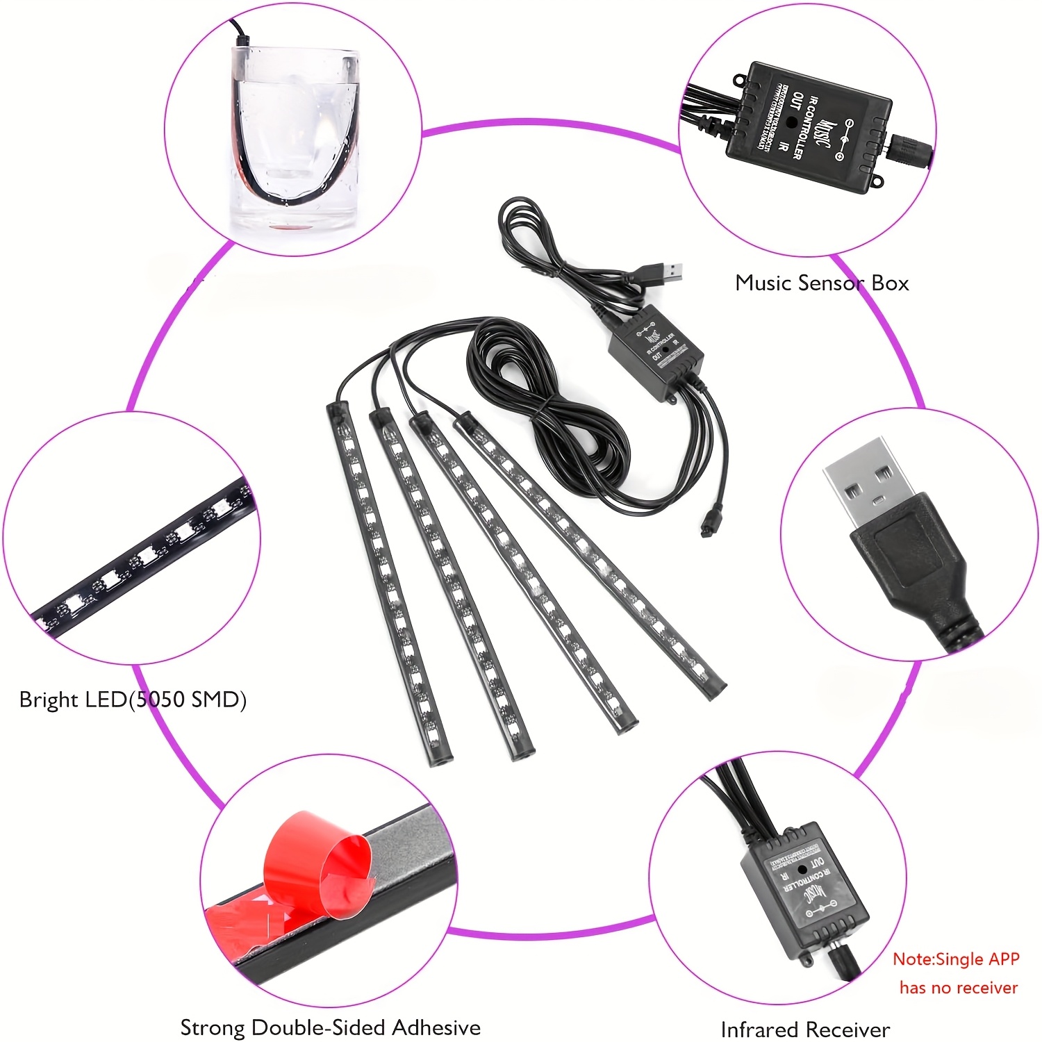48 LED RGB Ambientebeleuchtung – Led Ambient Interior Car Lights App Control Bewertung und Preis