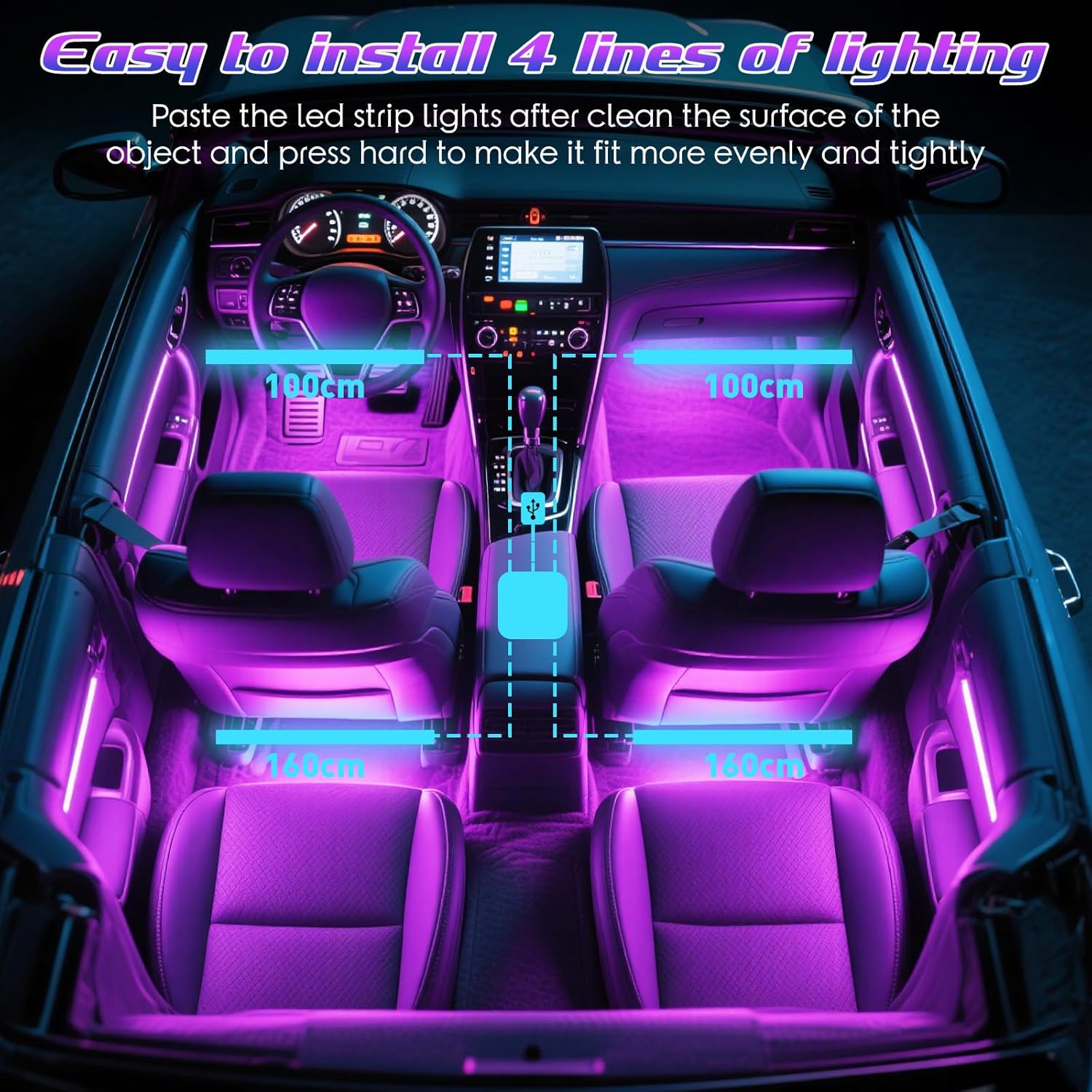 48 LED RGB Ambientebeleuchtung – Led Ambient Interior Car Lights App Control Bewertung und Preis