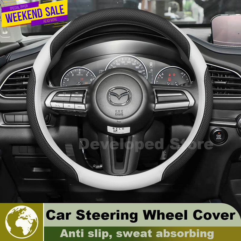 Leder-Lenkradbezug für Mazda C – Car Steering Wheel Cover Anti Slip Breathable Bewertung und Preis