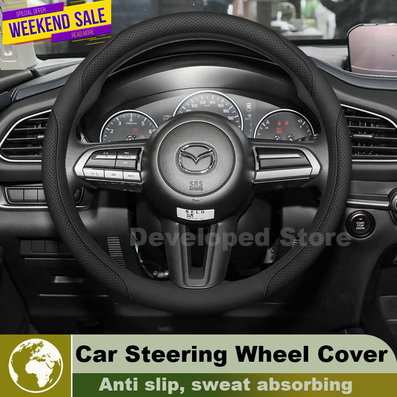 Leder-Lenkradbezug für Mazda C – Car Steering Wheel Cover Anti Slip Breathable Bewertung und Preis