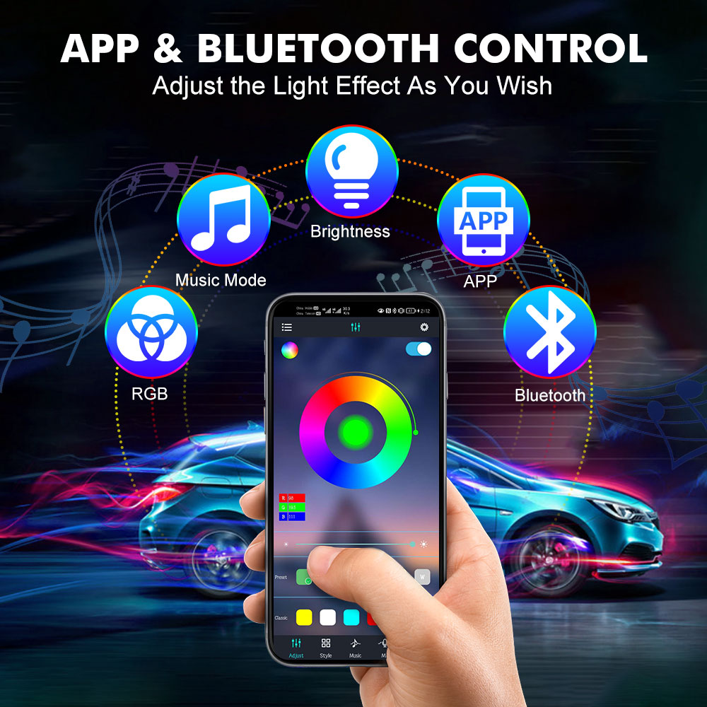 Neon LED Innen Auto Licht APP  – Led Ambient Interior Car Lights App Control Bewertung und Preis