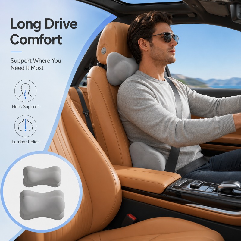 Memory-Schaum-Autokopfstützenk – Memory Foam Car Neck Pillow Lumbar Support Bewertung und Preis